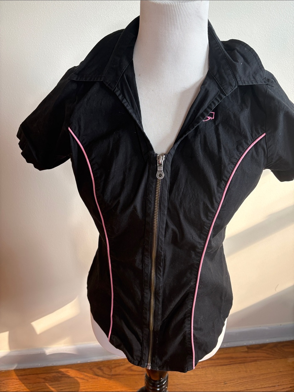 Harley-Davidson Black Zip-Front Jacket with Pink Piping
